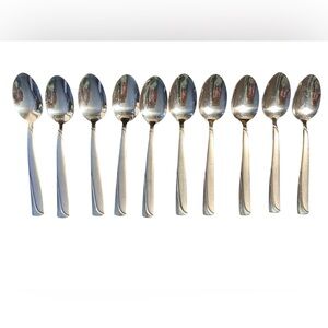 Oneida MADELINE Stainless Glossy Teaspoons Flatware w/Frosted/Satin Set of 10